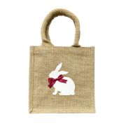 Jute Tasche Ostern Hase mit Masche pink